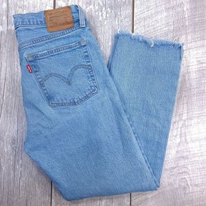 Levis Premium Jeans Womens 27 Wedgie Straight Ankle Blue Denim High Rise Pants